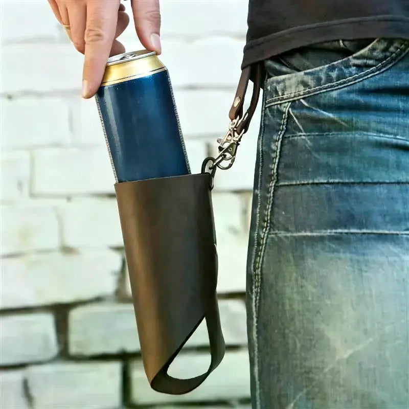 PU Leather Bottle Holder Belt Bag – Fits 500–750ml Bottles Bottle Holder Belt Bag Qme