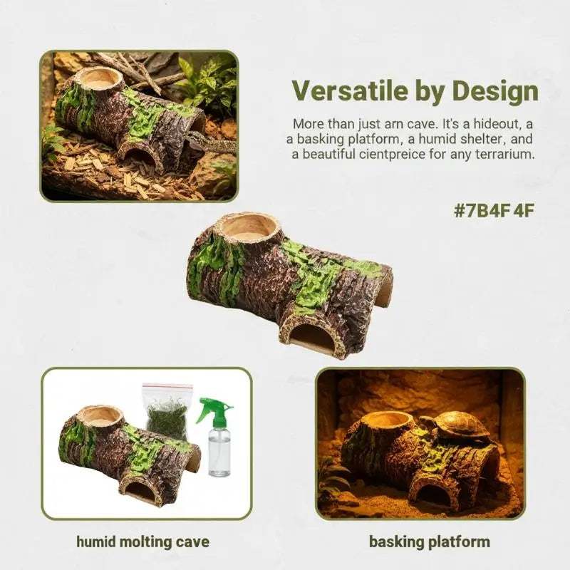 Natural Bark Reptile Hideaway Cave | Lizard & Snake Shelter Reptile Hideaway Cave Qme