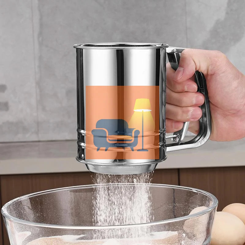 Stainless Steel Flour Sieve Cup & Powder Mesh Strainer Flour Sieve Strainer Qme