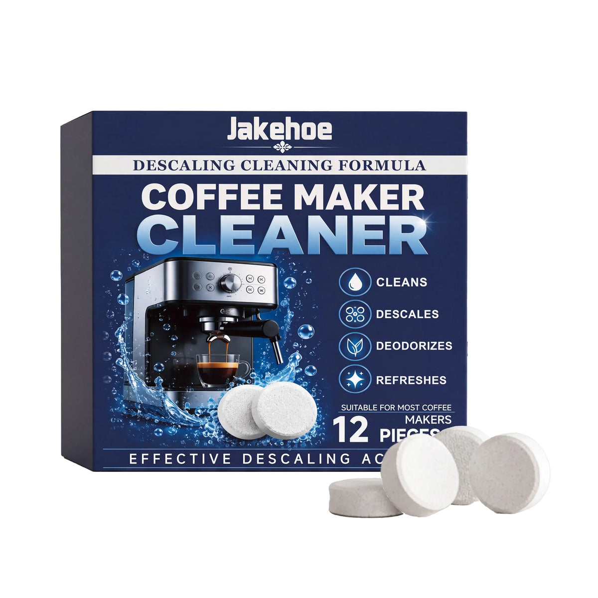 Coffee Maker Descaling Tablets – Clean, Deodorize & Restore Coffee Machine Cleaner Qme 12pcs Boxed