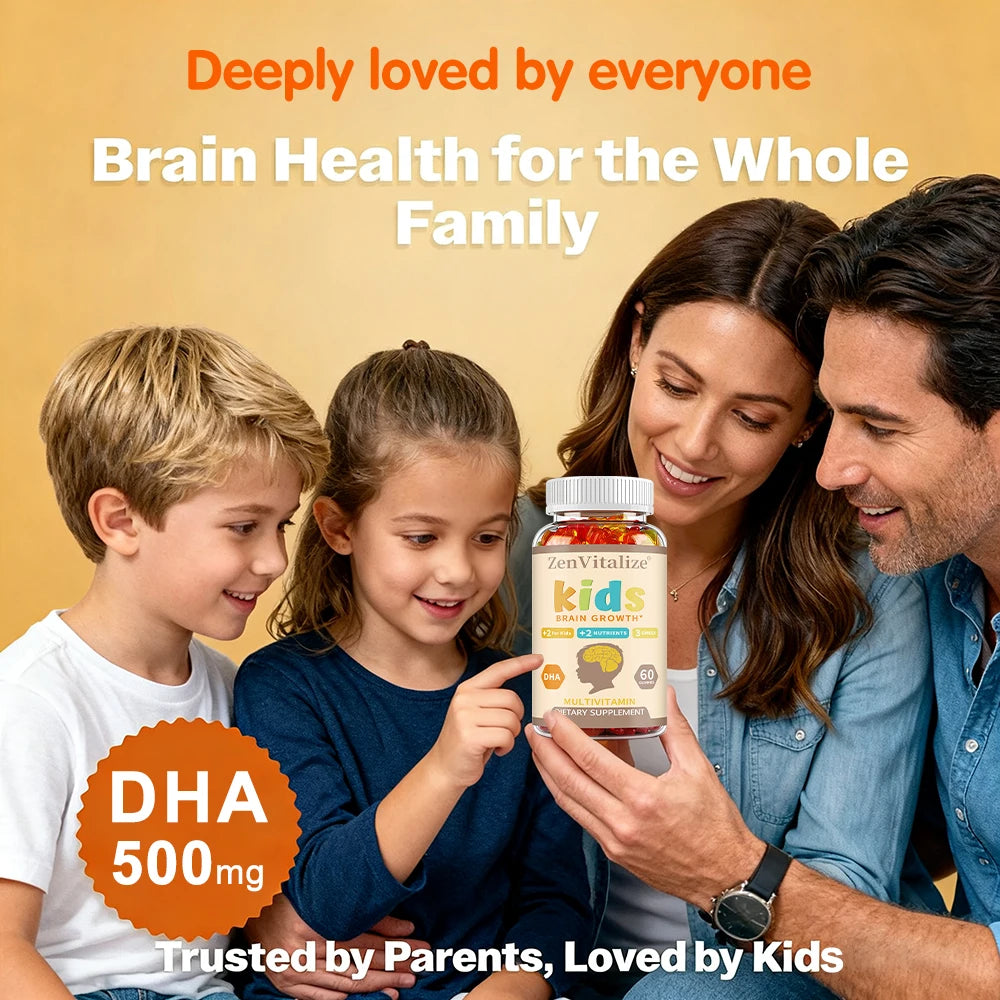 ZENVITALIZE Kids Omega 3 DHA Gummies – Brain & Immune Support Kids Vitamin Gummies Qst