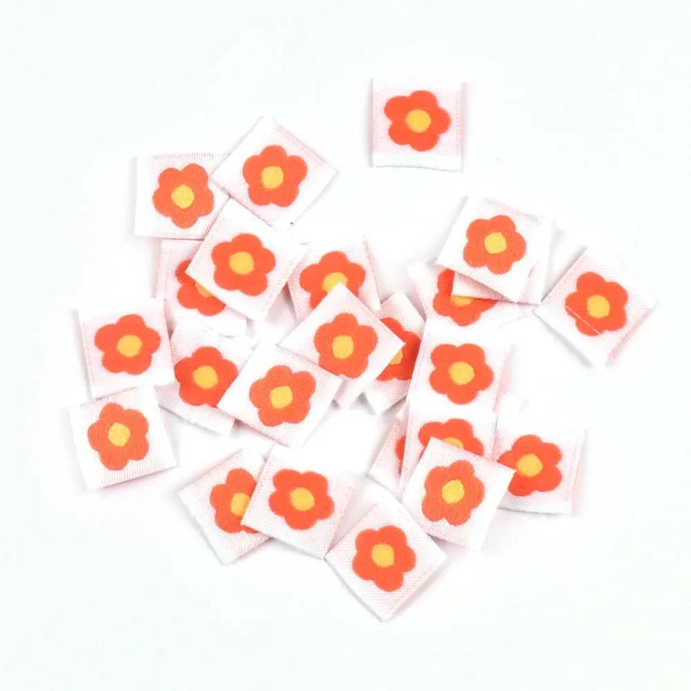 Cute Flower Embroidery Mini Labels – 50pc Sewing & Knitting Tags Embroidery Sewing Labels Qme