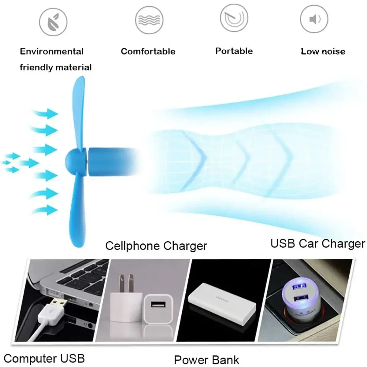 Mini USB Flexible Fan for Laptop, Power Bank & AC Charger USB Mini Fan Qme