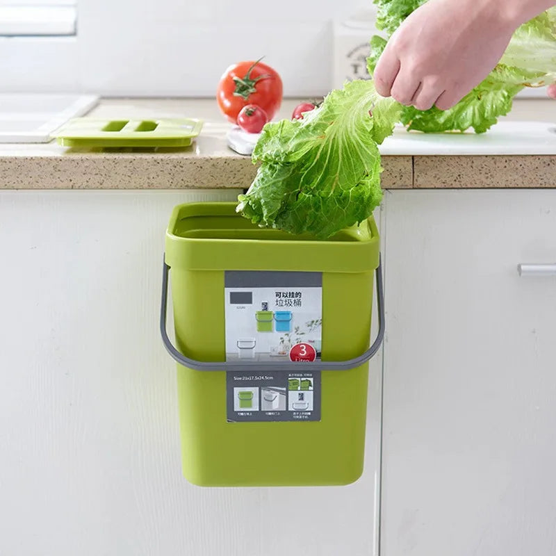 Under Cabinet Hanging Trash Can with Lid – Large Capacity Hanging Trash Can Qme