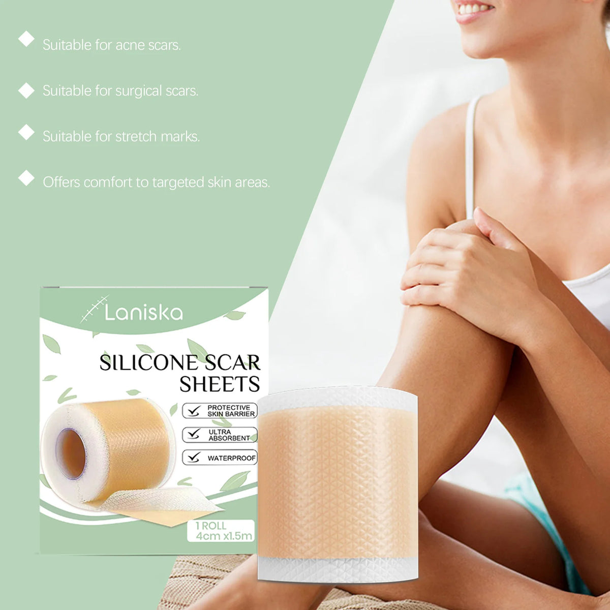 Silicone Scar Strip 4cm×1.5m – Self-Adhesive Gel Tape | Laniska Silicone Scar Strip Qst