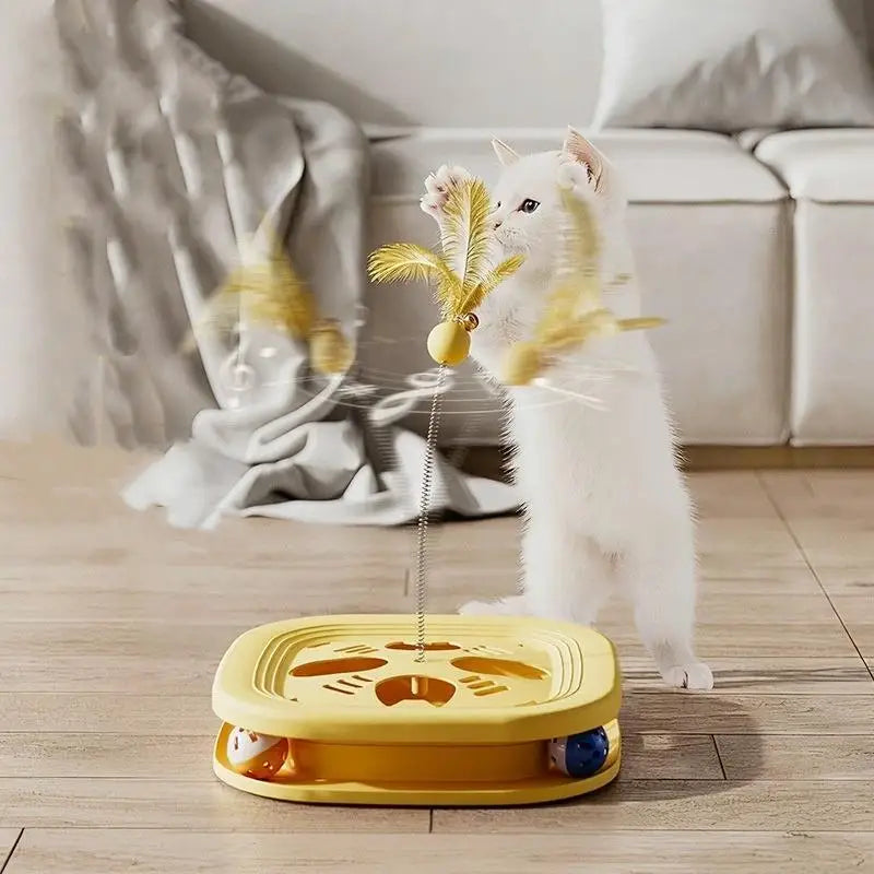 Interactive Cat Puzzle Toy with Feather – Self-Play Training Game Interactive Cat Toy Qme