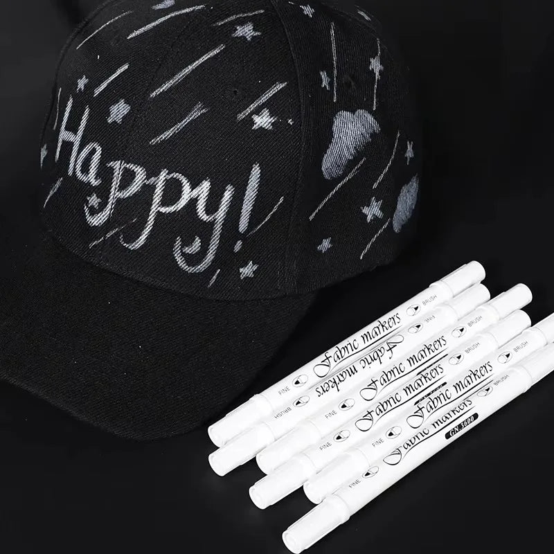 Waterproof Double Tip White Paint Marker Pens for Fabric & Shoes Paint Marker Pens Qme