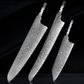 TURWHO Damascus Steel Knife Blank Blades – DIY Chef Knife Set Knife Blank Blade Qst 3PCS