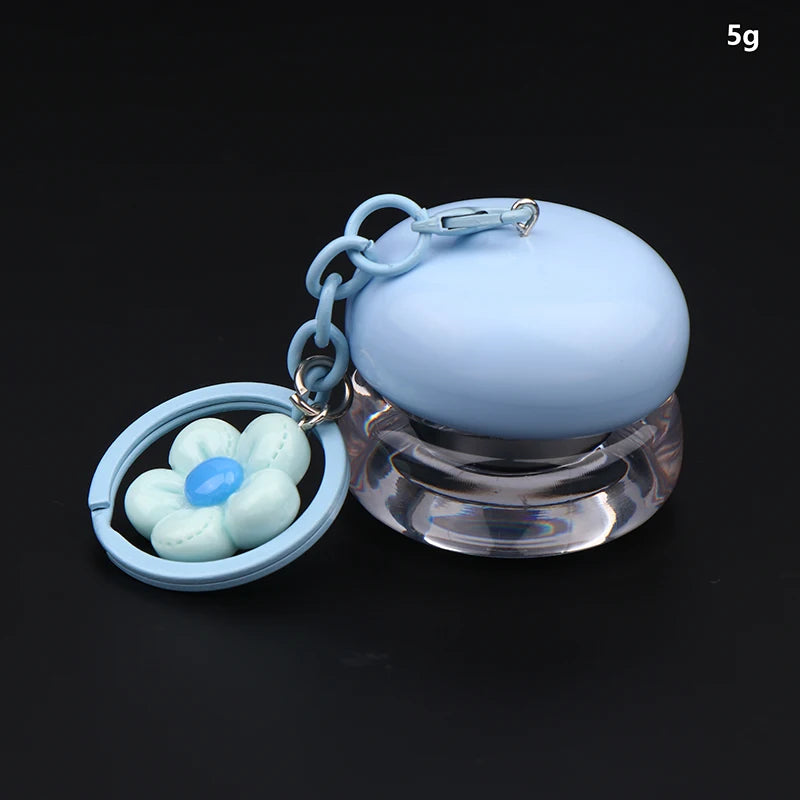 Mini Empty Lip Balm Jar 5g with Keychain – Refillable Lip Mask Lip Balm Container Qst Blue