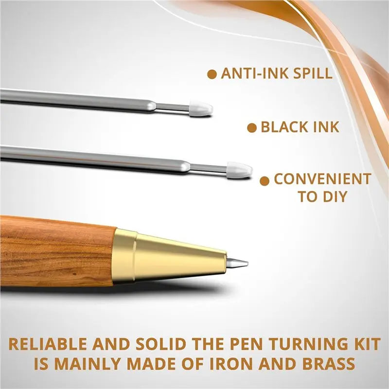 Woodturning Pen Kit – 20 Copper Slimline Pen Covers & Black Ink Pen Making Kit Qme