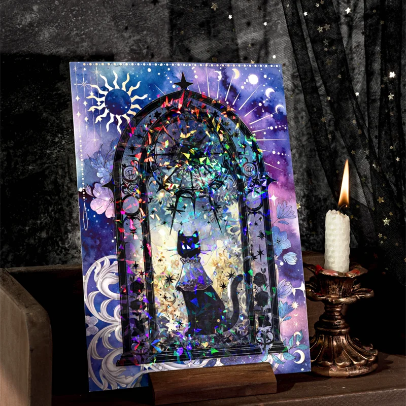 Gothic Dark Cat Crystal PET Puzzle Stickers – DIY Crafts DIY Craft Stickers Qme