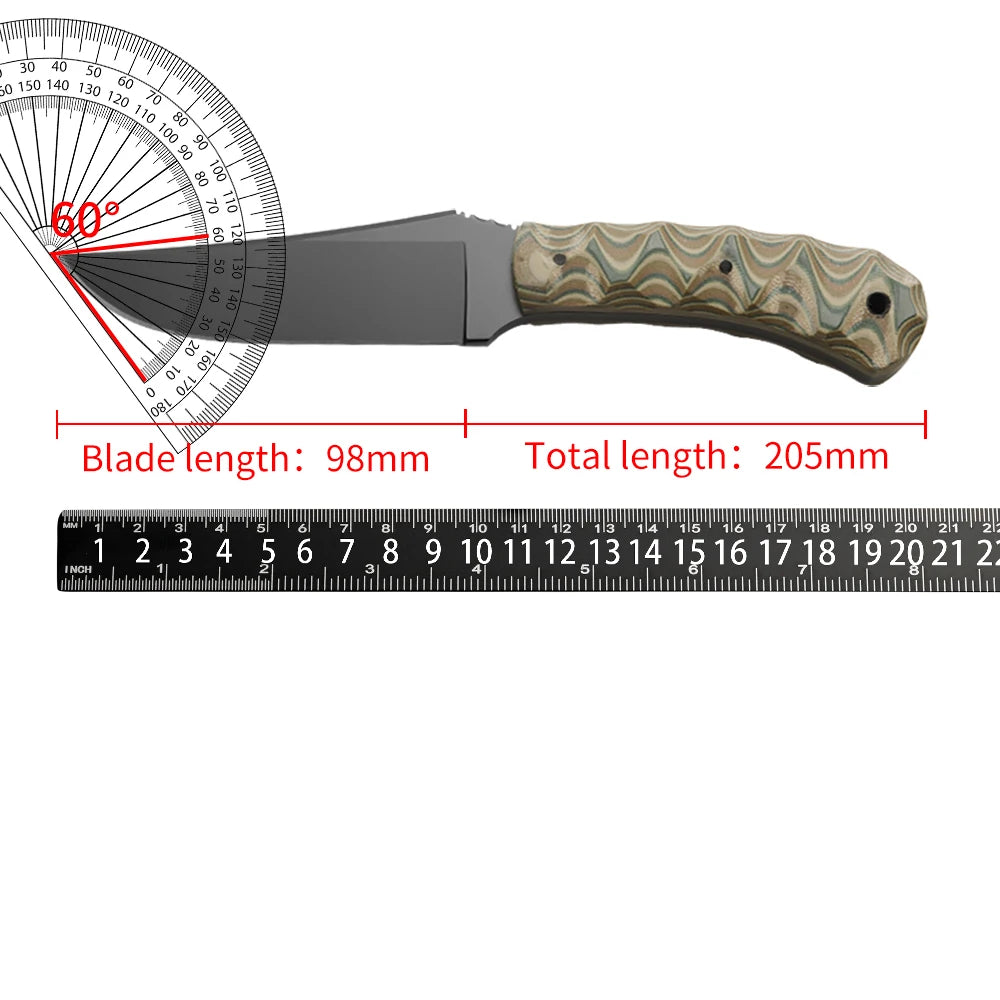 HUANGFU Fixed Blade Camping Knife – Stainless Steel & Sheath Fixed Blade Knife Qst