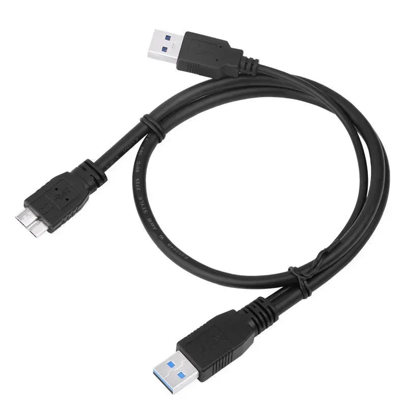 USB 3.0 Micro-B Hard Drive Cable with Dual USB Power Supply USB Data Cable Qme