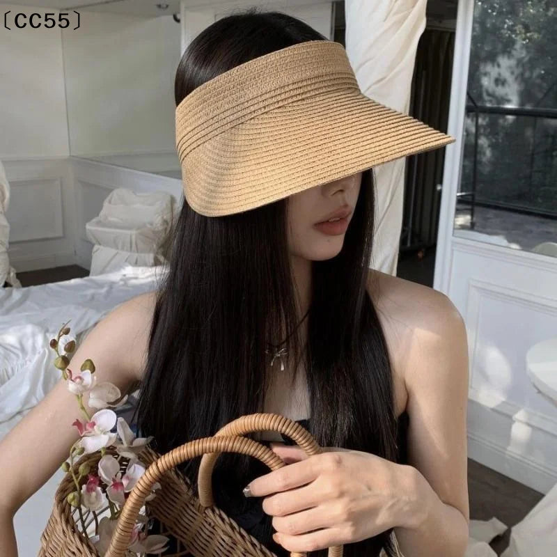 Woven Straw Sun Visor Hat – Wide Brim UV Protection for Women Straw Sun Visor Hat Qst