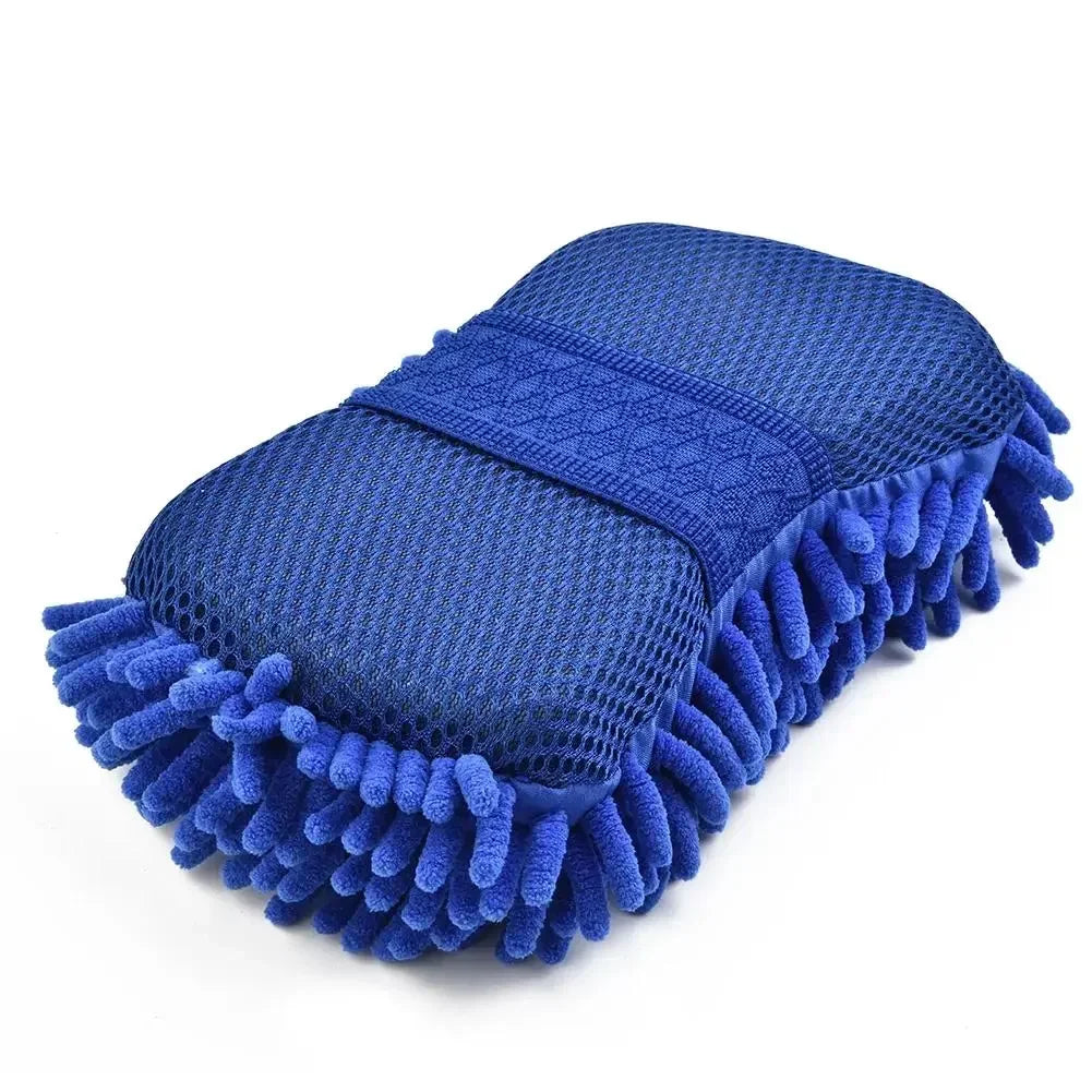 Blue Microfiber Chenille Car Wash Sponge Pad | Auto Detailing Car Wash Sponge Pad Qme