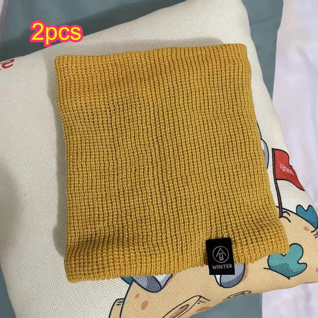 Thermal Knit Neck Tube Scarf – Windproof Neck Warmer Neck Tube Scarf Qme Yellow 2pcs