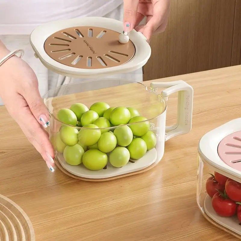 2-in-1 Double-Layer Fruit & Vegetable Washing Basin with Lid Vegetable Washing Basin Qme