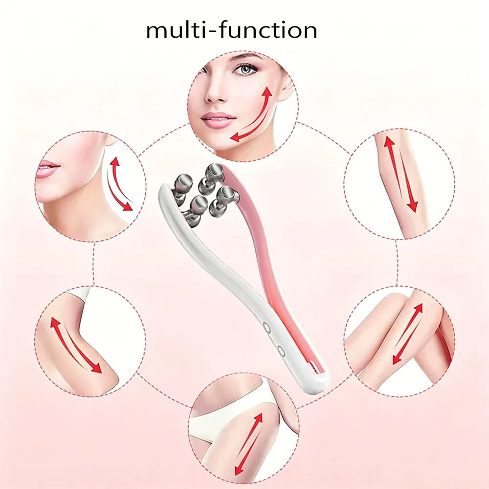Microcurrent RF EMS Face Roller – V-Shape Lifting Massager Facial Massager Roller Qst