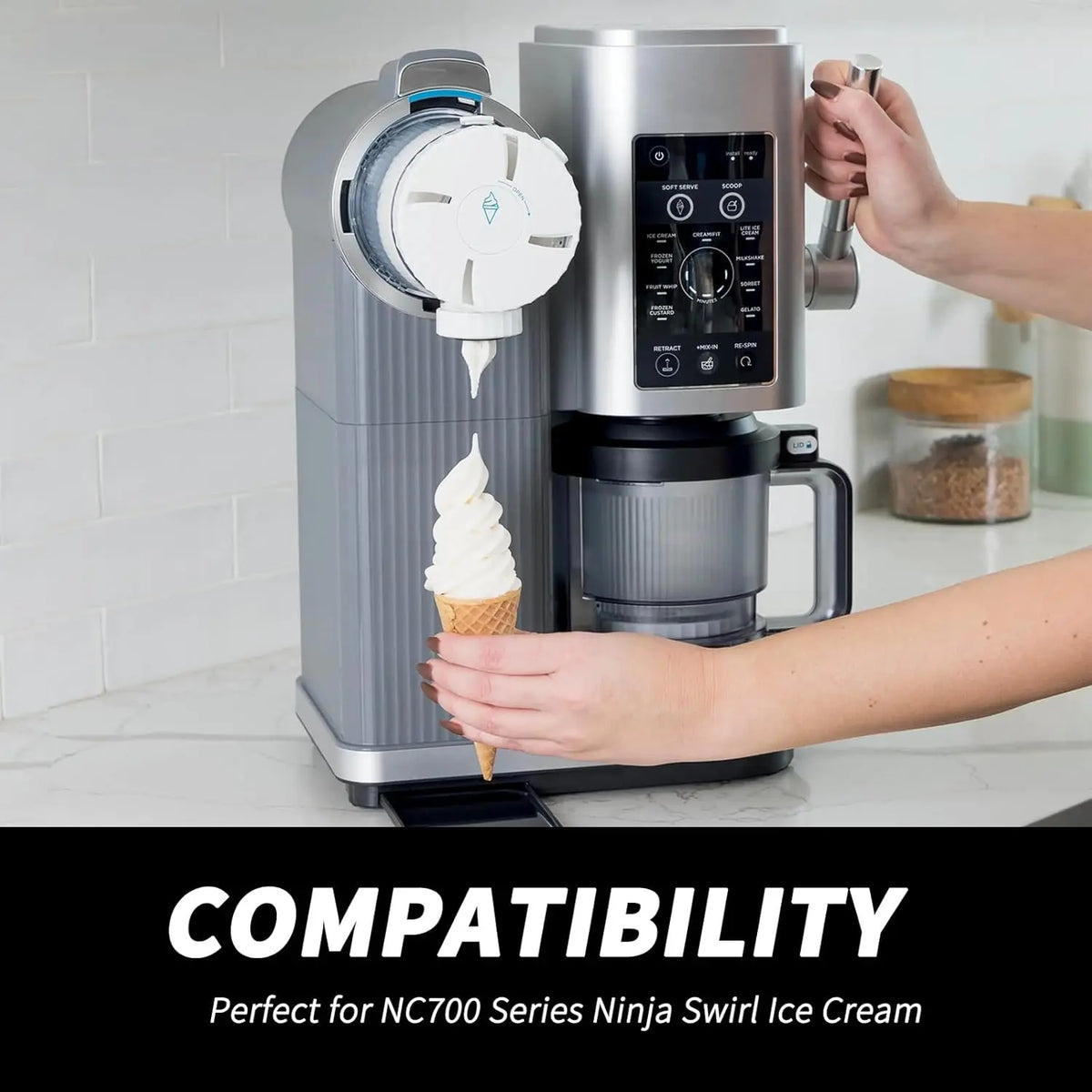 Ninja Swirl Creami NC700 NC701 NC701Q Replacement Pint Containers 2-Pack Ice Cream Maker Accessories Qme