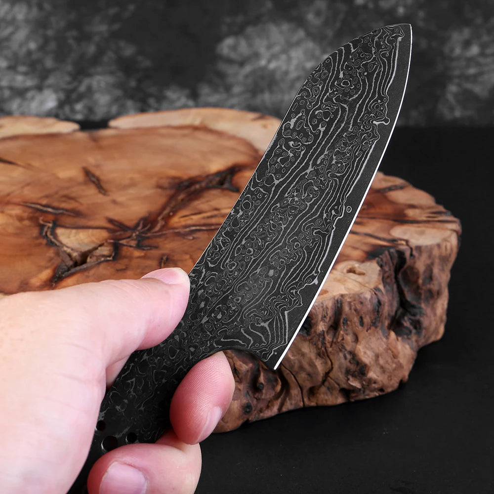 Damascus Steel Santoku Knife Blank – Full Tang DIY Knife Making Knife Blank Qst