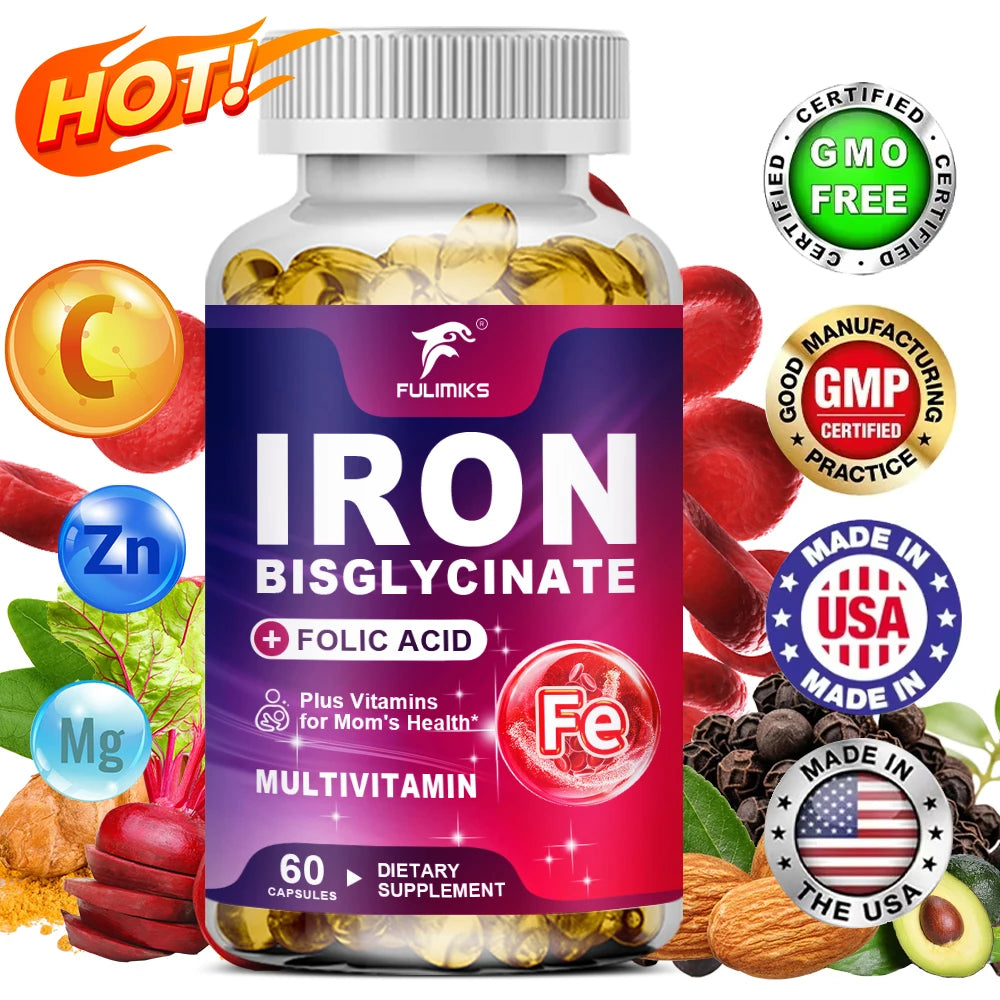 Iron Supplement with CoQ10, Methylcobalamin B12 & Folic Acid Iron Supplement Qst