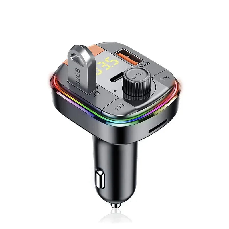Dual USB PD18W QC3.0 Car FM Transmitter & Fast Charger Car FM Transmitter Qme black