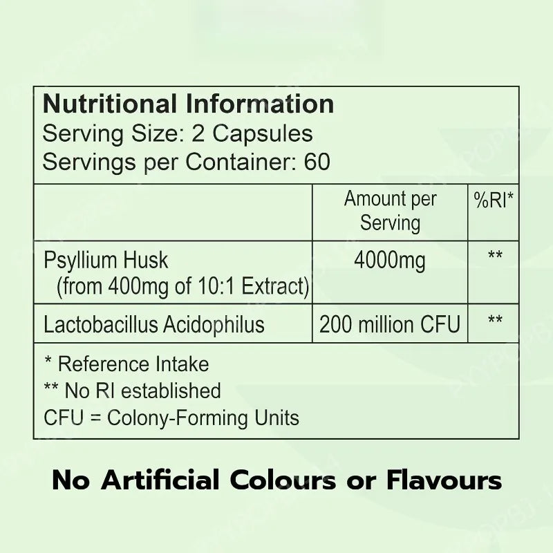 Psyllium Husk 4000mg + Lactobacillus Acidophilus – 120 Vegan Caps Fiber Probiotic Supplement Qst