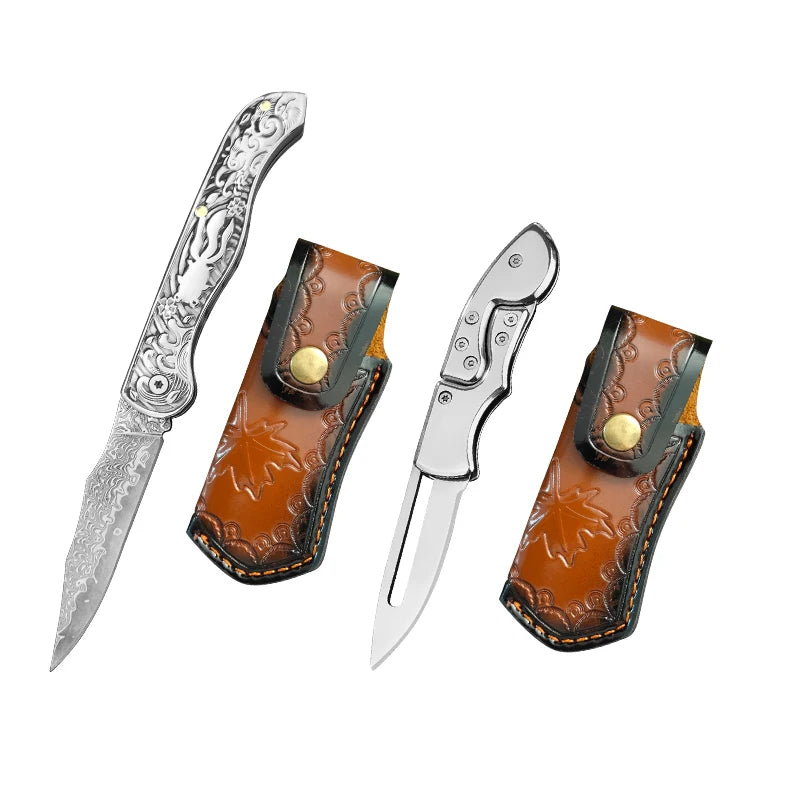 VG10 Damascus Steel Mini Folding Pocket Knife – EDC Fruit Knife Folding Pocket Knife Qst Folding Knife BCT
