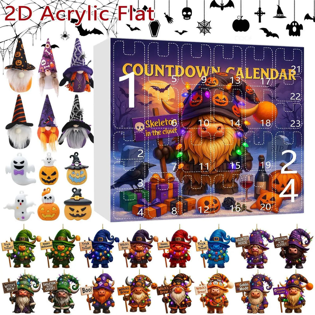 Gnome Halloween 24-Day Countdown Calendar Ornament Set Halloween Countdown Ornament Qme