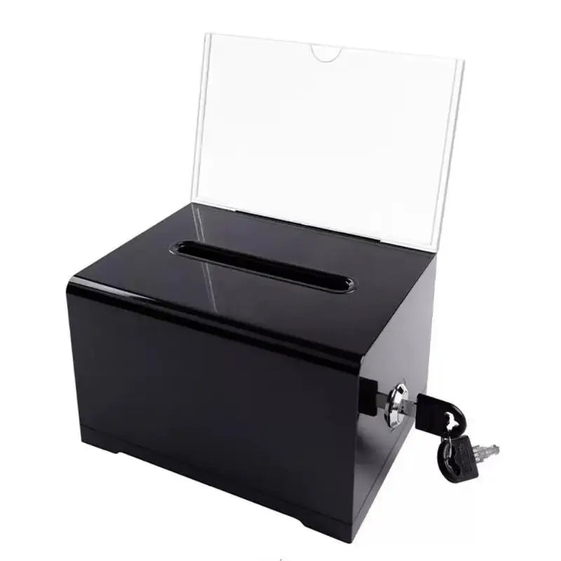 Acrylic Suggestion Box with Lock & Sign Holder | Ballot Box Suggestion Box Qme B