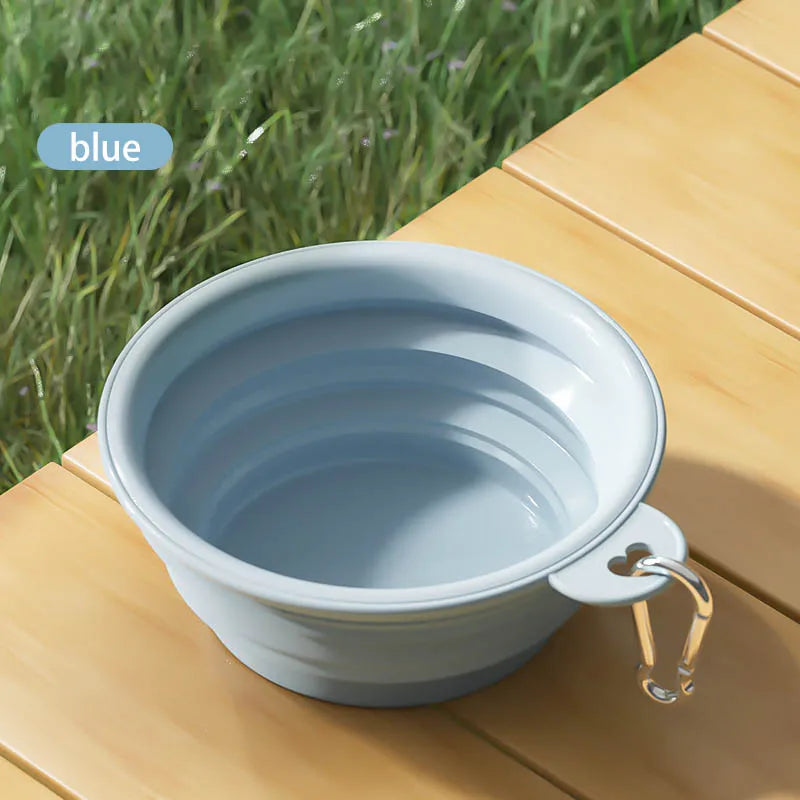 Foldable Silicone Pet Travel Bowl – Dog & Cat Feeder 350/1000ml Pet Travel Bowl Qst blue-2pcs 350ml