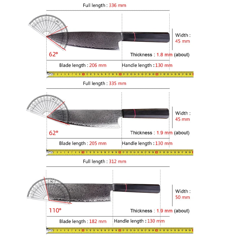 InLeung 67-Layer Damascus Chef Knife Set – VG10 Japanese Steel Damascus Knife Set Qst