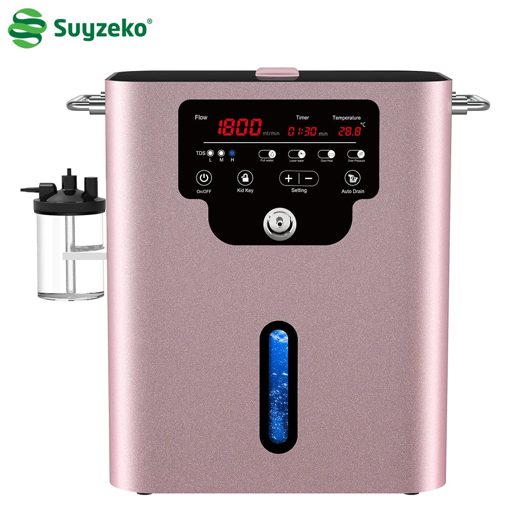Suyzeko 1800ml Molecular Hydrogen Inhalation Machine 99.99% Purity Hydrogen Inhalation Machine Qst 1 hole EU Plug