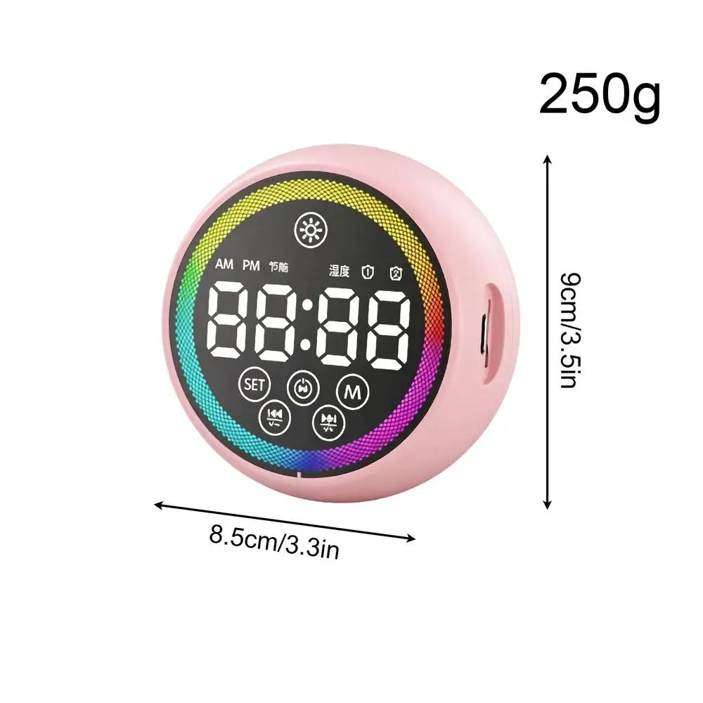 Digital LED Alarm Clock with Loud Speaker & RGB Night Light Digital Alarm Clock Qme LightPink China Mainland