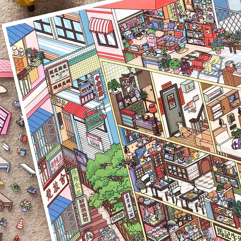 3D Street Scene DIY Greeting Card – Pop-Up Sticker Set DIY Greeting Card Kit Qme