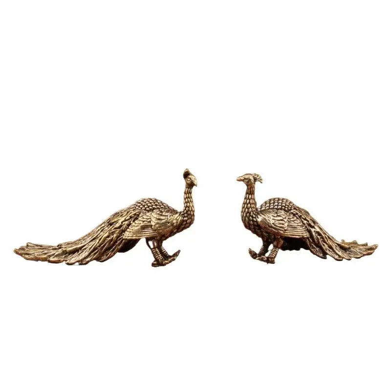 Brass Peacock Ornament Statue – Chinese Handicraft Home Decor Decorative Statue Qme