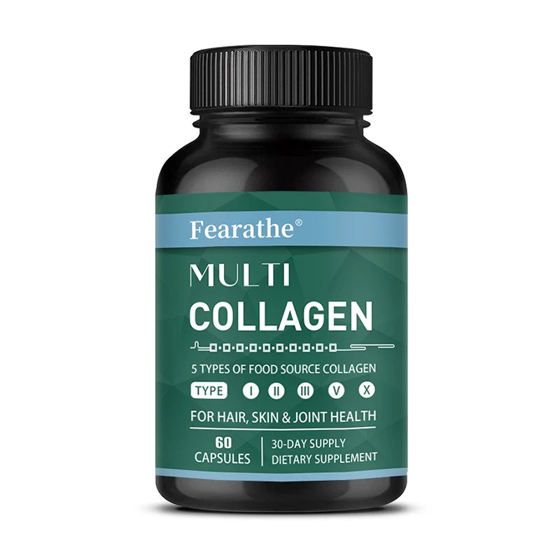 VITALXTRA Multi Collagen Capsules – 5 Types I II III V X Collagen Supplement Qst 60 count-1 bottle