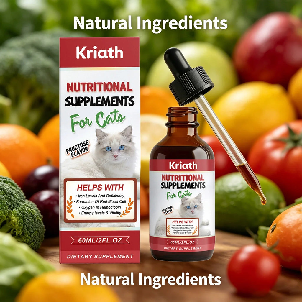 Kriath Cat Nutritional Supplement Drops – Energy & Vitality Cat Liquid Supplement Qme