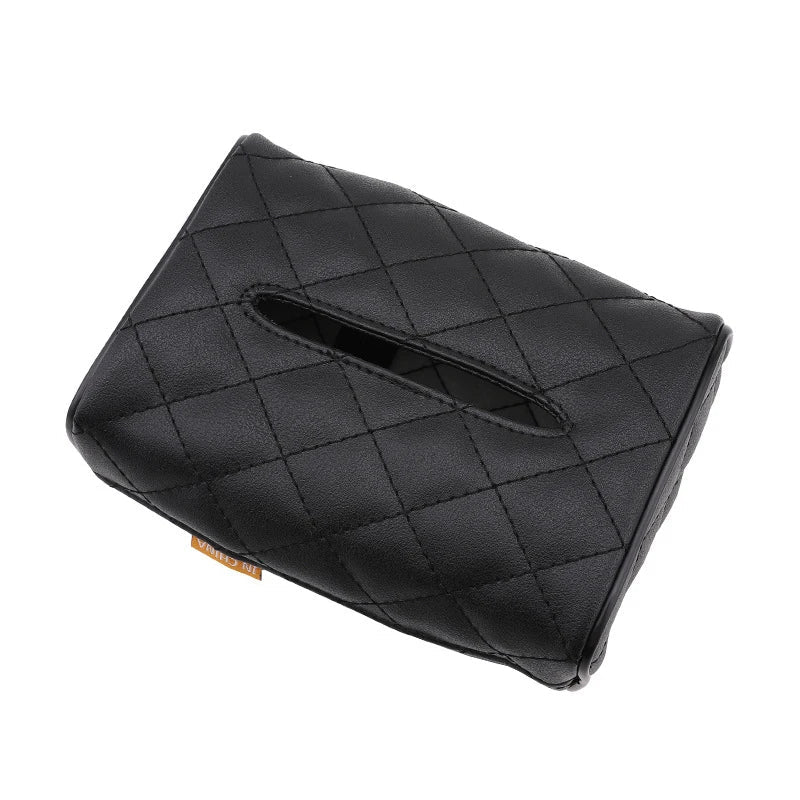 Checkered Leather Car Seat Back Tissue Box Holder | Qme Car Tissue Box Holder Qme