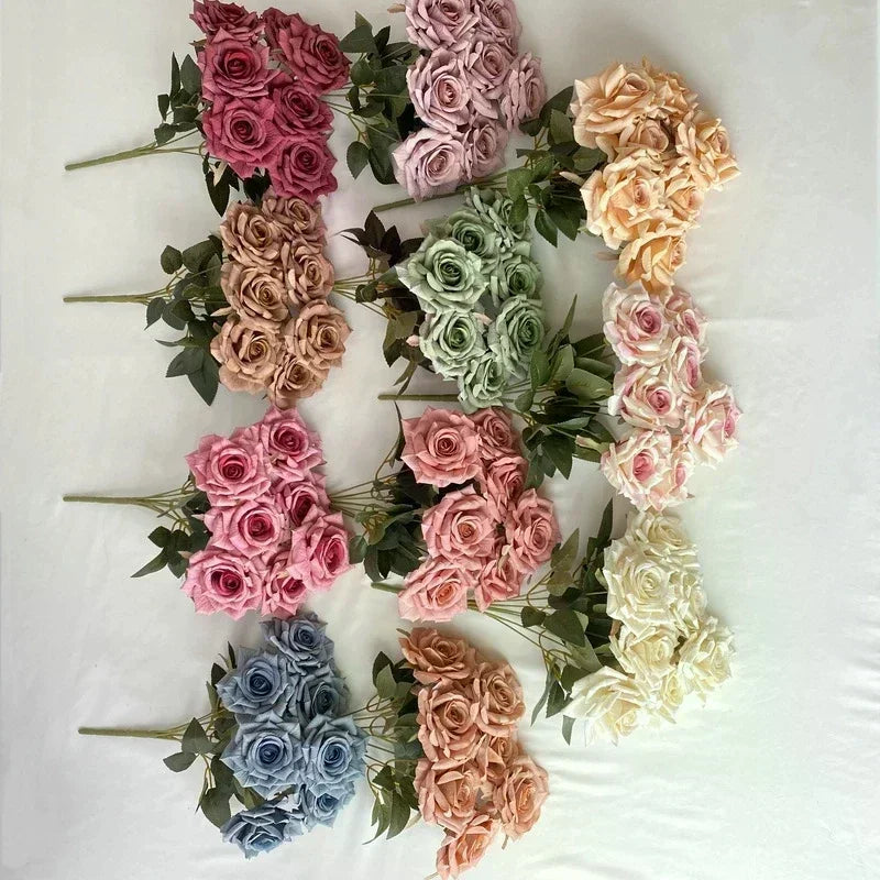 Silk Rose Artificial Flowers – Wedding & Home Decor, 16 Colors Artificial Flower Qme
