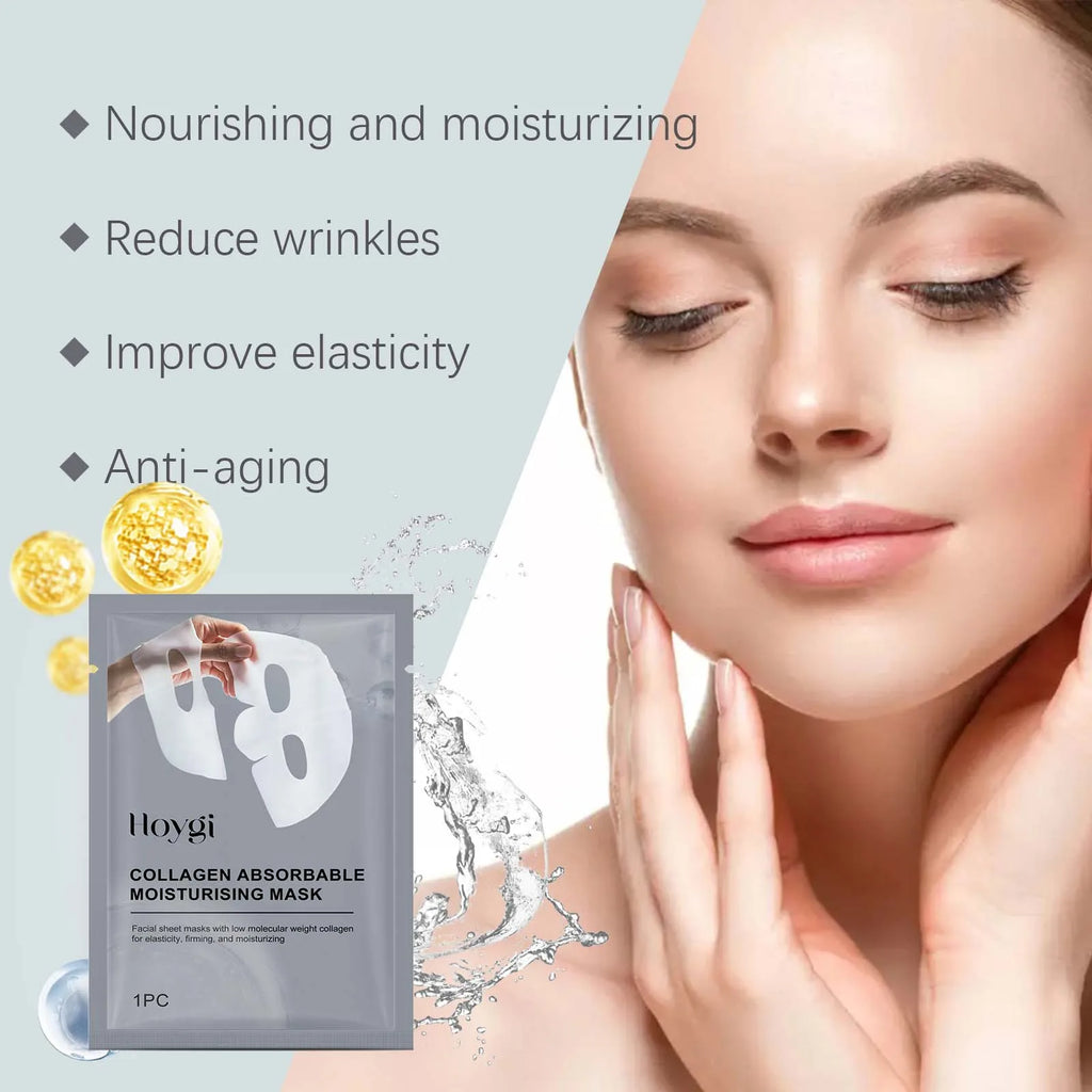 Hoygi Collagen Hyaluronic Acid Face Mask 4-Pack | Sheet Mask Collagen Sheet Mask Qst