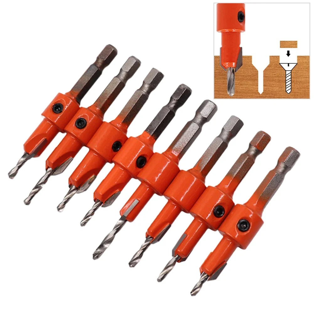 1/4" Hex Shank Countersink Drill Bit Set for Woodworking Countersink Drill Bit Qme