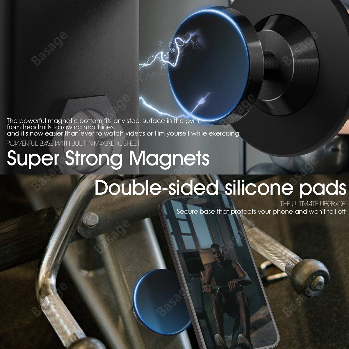 Gym Mate Magnetic Phone Mount | MagSafe Double-Sided Suction Magnetic Phone Mount Qme