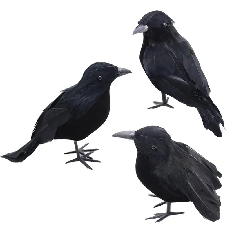 Halloween Black Crow Fake Bird Feather Decoration Prop Halloween Decoration Prop Qme 3Pcs
