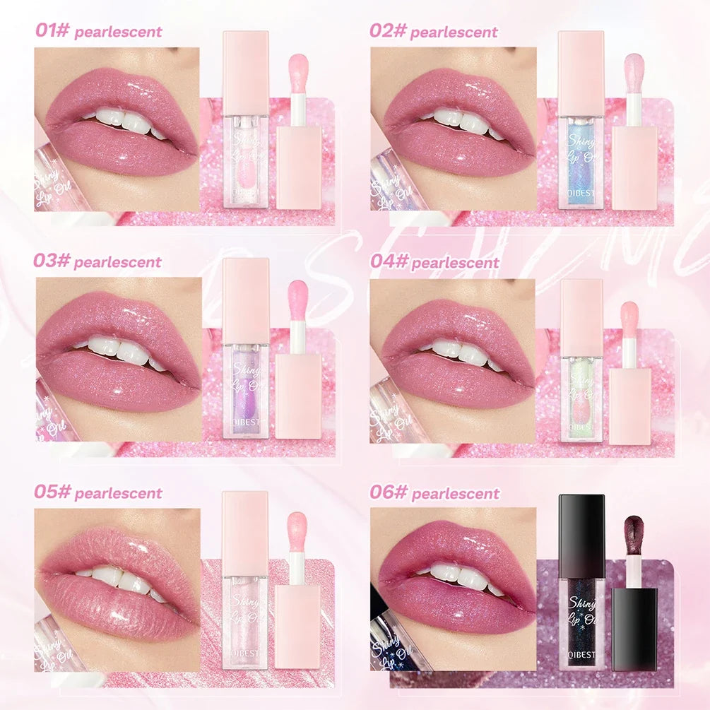QIBEST Shimmer Lip Oil Gloss Set – Color-Change Lip Plumper Shimmer Lip Oil Gloss Qme
