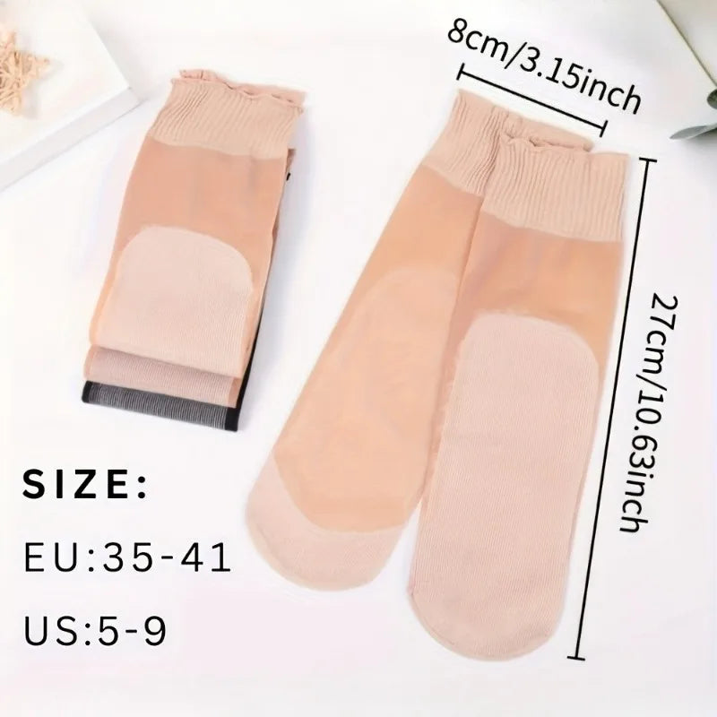 Women's Non-Binding Sheer Ankle Socks with Cotton Sole Sheer Ankle Socks Qme