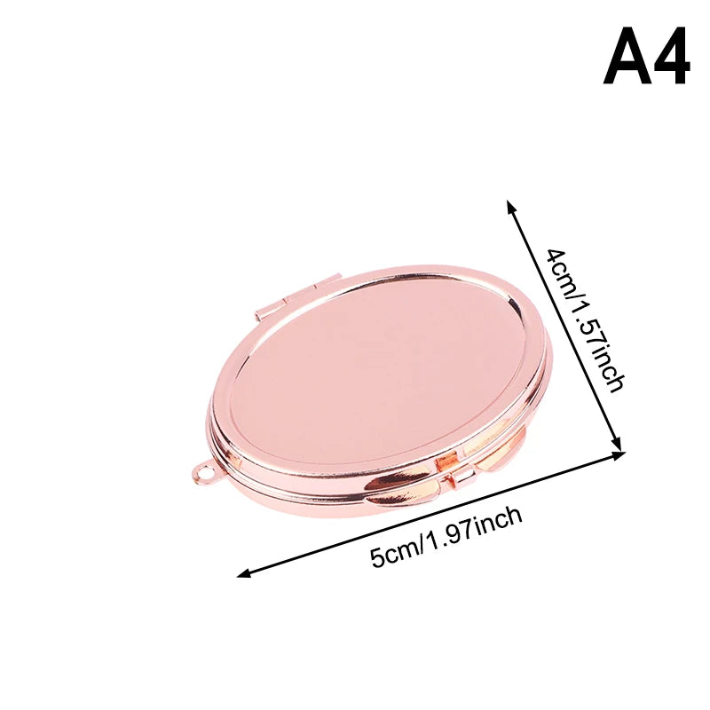 Mini Folding Makeup Mirror Keychain – Double Sided Metal Compact Makeup Mirror Qst A4