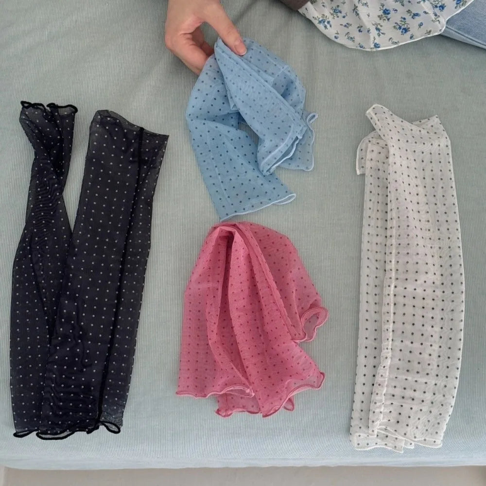 Polka Dot Ruffle Boot Cuffs Y2K Harajuku Leg Sleeves 4 Colors Ruffle Boot Cuffs Qme
