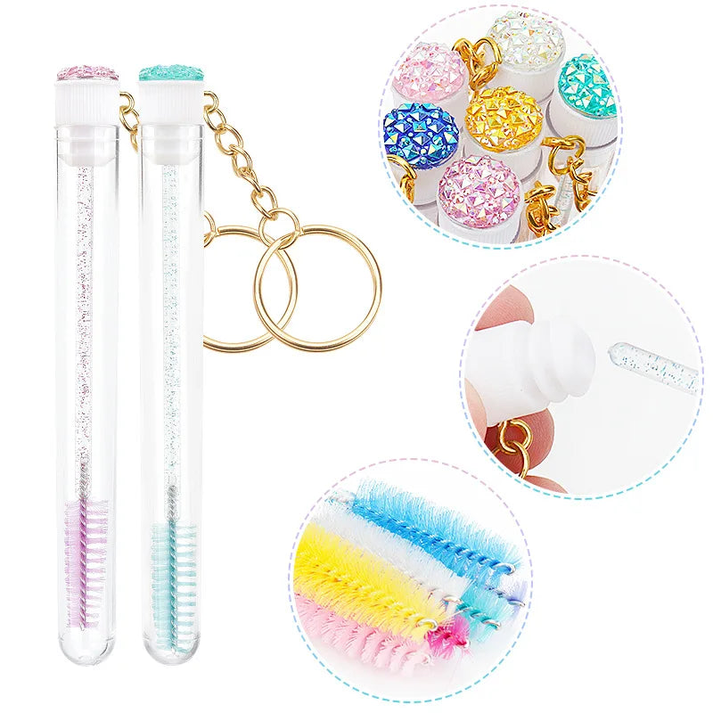 Reusable Eyelash Brush Tubes Gold Keychain Lash Spoolies Lash Spoolie Set Qme