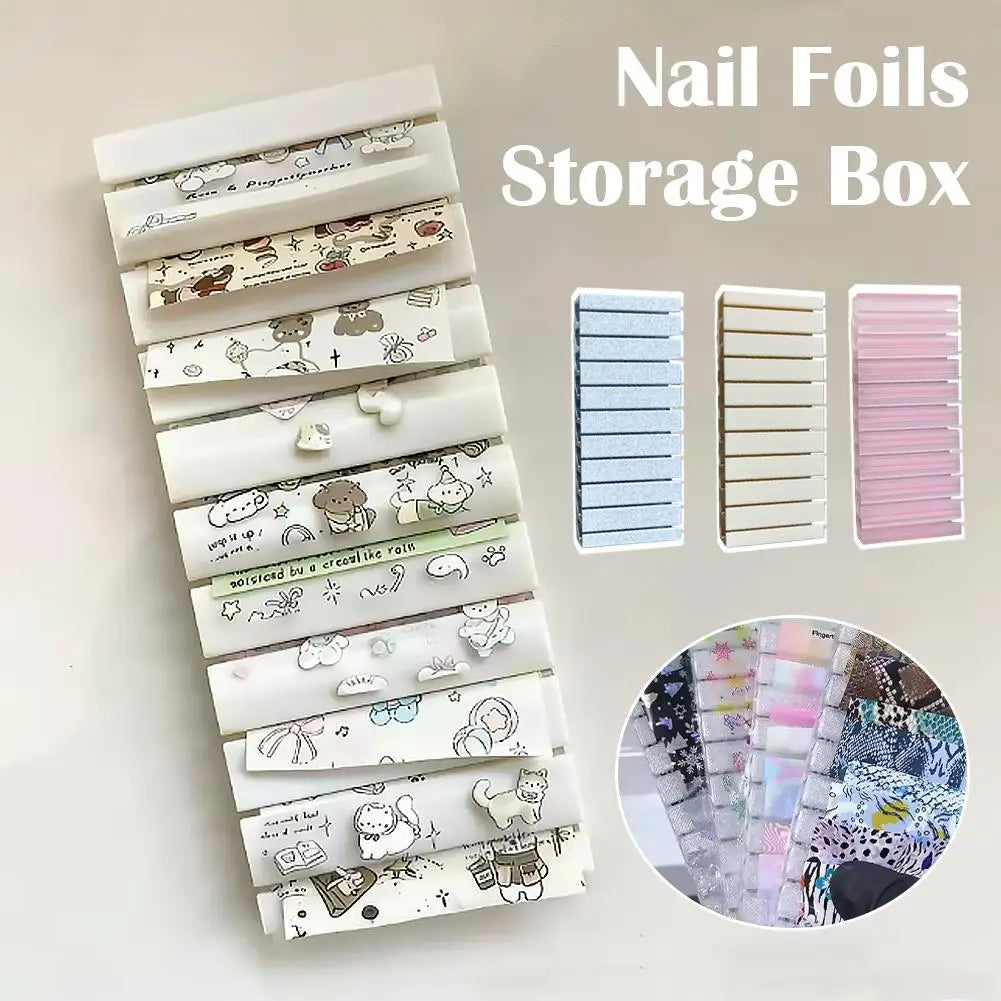 Nail Art Transfer Foil Storage Box – Dust-Proof Organizer Nail Art Organizer Qme